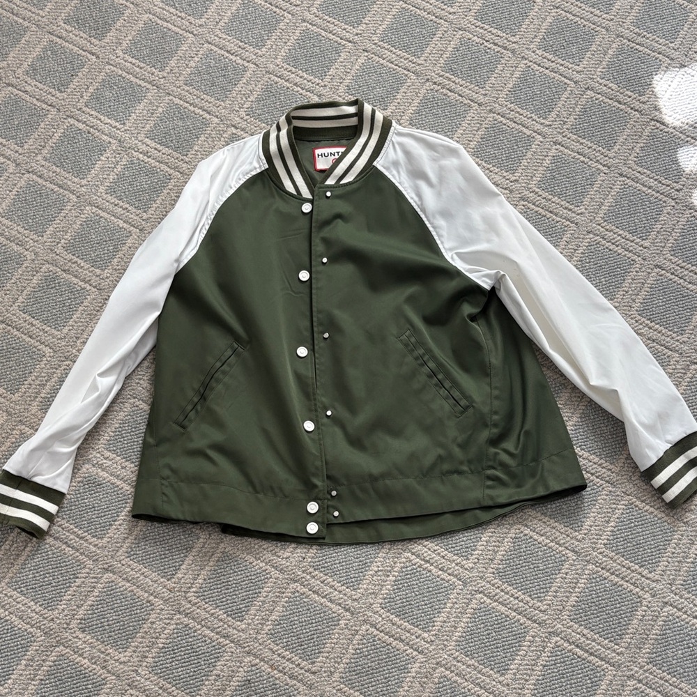 Hunter Olive and White Bomber Jacket